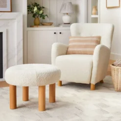 Kessler Round Tufted Faux Shearling Ottoman With Wood Legs Cream - Threshold™ Designed With Studio McGee 11 Kessler Round Tufted Faux Shearling Ottoman With Wood Legs Cream - Threshold™ Designed With Studio McGee -Beauty House GUEST 04b65af8 a754 447b a4dd 3ee4c3c36a15