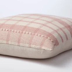 Square Woven Plaid Decorative Throw Pillow Mauve/Light Beige - Threshold™ Designed With Studio McGee: Cotton Dobby, Indoor Use, Hidden Zipper -Beauty House GUEST 06572299 cbd5 4e2a 9603 dfee302fabb6