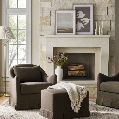 Box Pleat Upholstered Ottoman - Threshold™ Designed With Studio McGee 5 Box Pleat Upholstered Ottoman - Threshold™ Designed With Studio McGee - Image 5