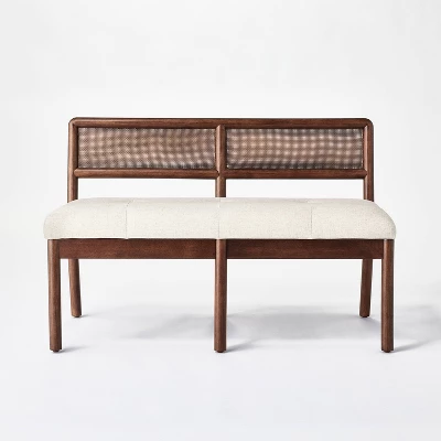 Woodspring Caned Back Bench Dark Walnut/Cream - Threshold™ Designed With Studio McGee 2 Woodspring Caned Back Bench Dark Walnut/Cream - Threshold™ Designed With Studio McGee - Image 2