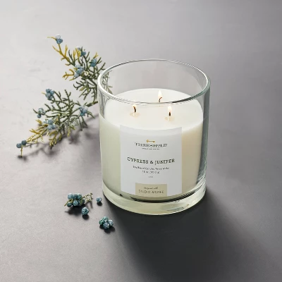 Clear Glass Cypress & Juniper Candle White - Threshold™ Designed With Studio McGee 1 Clear Glass Cypress & Juniper Candle White - Threshold™ Designed With Studio McGee