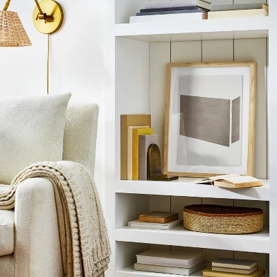 16" X 20" Color Block Abstract Glass Framed Wall Art Print Light Navy - Threshold™ Designed With Studio McGee 1 16" X 20" Color Block Abstract Glass Framed Wall Art Print Light Navy - Threshold™ Designed With Studio McGee