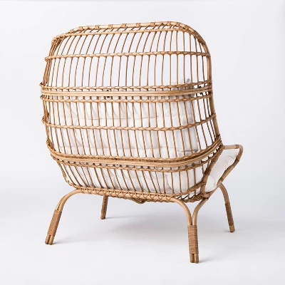 Wicker & Metal Outdoor Patio Chair, Egg Chair Natural - Threshold™ Designed With Studio McGee 3 Wicker & Metal Outdoor Patio Chair, Egg Chair Natural - Threshold™ Designed With Studio McGee - Image 3