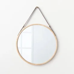 26" Wood Mirror With Pleather Strap Hanger - Threshold™ Designed With Studio McGee 13 26" Wood Mirror With Pleather Strap Hanger - Threshold™ Designed With Studio McGee -Beauty House GUEST 2dcb4778 974a 4df9 97e6 162547563357
