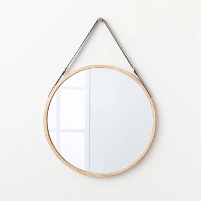 26" Wood Mirror With Pleather Strap Hanger - Threshold™ Designed With Studio McGee 7 26" Wood Mirror With Pleather Strap Hanger - Threshold™ Designed With Studio McGee - Image 7