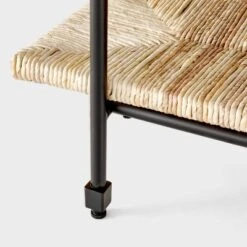 Metal And Rush Weave Top Console Table Black - Threshold™ Designed With Studio McGee: Mahogany Frame, Square Entryway Table -Beauty House GUEST 3f8ac156 d6a8 49ca b6f0 3fd94dabd00e