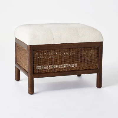 Woodspring Cane Base Ottoman Dark Walnut/Cream - Threshold™ Designed With Studio McGee 2 Woodspring Cane Base Ottoman Dark Walnut/Cream - Threshold™ Designed With Studio McGee - Image 2