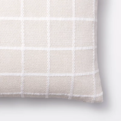 Oblong Woven Grid Decorative Throw Pillow Light Beige - Threshold™ Designed With Studio McGee: Cotton Ribbed, Indoor Rectangle Cushion 2 Oblong Woven Grid Decorative Throw Pillow Light Beige - Threshold™ Designed With Studio McGee: Cotton Ribbed, Indoor Rectangle Cushion - Image 2