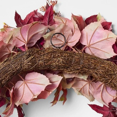 30" XL Mixed Leaf Artificial Wreath Red - Threshold™ Designed With Studio McGee 3 30" XL Mixed Leaf Artificial Wreath Red - Threshold™ Designed With Studio McGee - Image 3