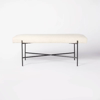 Clarkston Metal Base Upholstered Bench Cream Boucle - Threshold™ Designed With Studio McGee 2 Clarkston Metal Base Upholstered Bench Cream Boucle - Threshold™ Designed With Studio McGee - Image 2