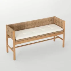 Elden Wood Bench With Woven Back And Loose Cushion Seat - Threshold™ Designed With Studio McGee 10 Elden Wood Bench With Woven Back And Loose Cushion Seat - Threshold™ Designed With Studio McGee -Beauty House GUEST 512a58d0 258b 4cd4 8401 add11f70e81d