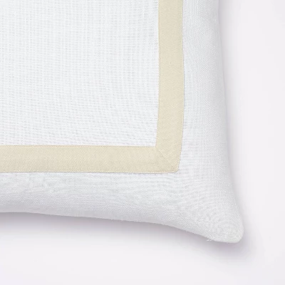 Euro Cotton Slub Border Applique Decorative Throw Pillow White/Camel - Threshold™ Designed With Studio McGee: Square Indoor Pillow 2 Euro Cotton Slub Border Applique Decorative Throw Pillow White/Camel - Threshold™ Designed With Studio McGee: Square Indoor Pillow - Image 2