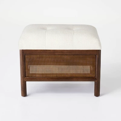 Woodspring Cane Base Ottoman Dark Walnut/Cream - Threshold™ Designed With Studio McGee 6 Woodspring Cane Base Ottoman Dark Walnut/Cream - Threshold™ Designed With Studio McGee - Image 6