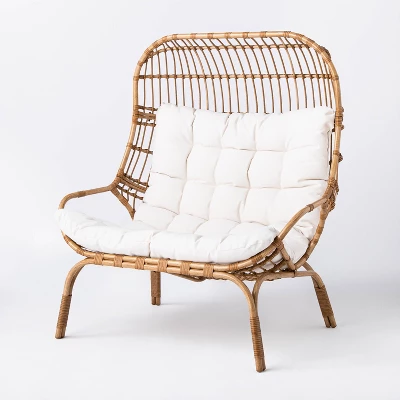 Wicker & Metal Outdoor Patio Chair, Egg Chair Natural - Threshold™ Designed With Studio McGee 1 Wicker & Metal Outdoor Patio Chair, Egg Chair Natural - Threshold™ Designed With Studio McGee