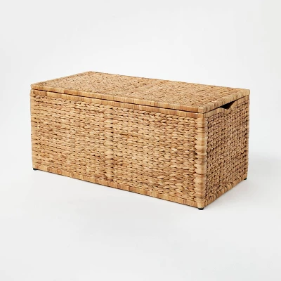 Natural Woven Storage Bench - Threshold™ Designed With Studio McGee: Metal Frame, Fish Scale Pattern, No Assembly Required 1 Natural Woven Storage Bench - Threshold™ Designed With Studio McGee: Metal Frame, Fish Scale Pattern, No Assembly Required