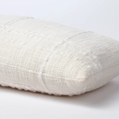 Bed Lumbar Texture Tonal Plaid Decorative Throw Pillow Off White - Threshold™ Designed With Studio McGee: Cotton & Acrylic, Indoor Use 3 Bed Lumbar Texture Tonal Plaid Decorative Throw Pillow Off White - Threshold™ Designed With Studio McGee: Cotton & Acrylic, Indoor Use - Image 3
