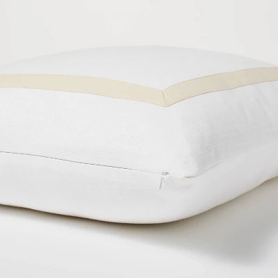 Euro Cotton Slub Border Applique Decorative Throw Pillow White/Camel - Threshold™ Designed With Studio McGee: Square Indoor Pillow 3 Euro Cotton Slub Border Applique Decorative Throw Pillow White/Camel - Threshold™ Designed With Studio McGee: Square Indoor Pillow - Image 3