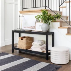 Console Table With Woven Rattan Shelf Black - Threshold™ Designed With Studio McGee -Beauty House GUEST 5cacba25 9de0 4a9b 86d8 dd94f14308e1