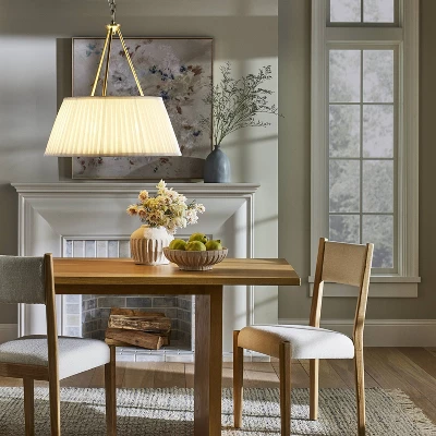 Pendant With Pleated Shade Ceiling Light White - Threshold™ Designed With Studio McGee: Elegant Iron & Cotton Fixture, UL Listed 1 Pendant With Pleated Shade Ceiling Light White - Threshold™ Designed With Studio McGee: Elegant Iron & Cotton Fixture, UL Listed