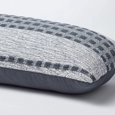 Bed Lumbar Woven Texture Stripe Decorative Throw Pillow Slate Blue - Threshold™ Designed With Studio McGee: Cotton Ribbed, Indoor Use 3 Bed Lumbar Woven Texture Stripe Decorative Throw Pillow Slate Blue - Threshold™ Designed With Studio McGee: Cotton Ribbed, Indoor Use - Image 3