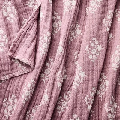 Floral Block Print Jacquard Throw Purple/Cream - Threshold™ Designed With Studio McGee 2 Floral Block Print Jacquard Throw Purple/Cream - Threshold™ Designed With Studio McGee - Image 2