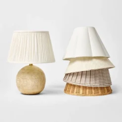 Round Faux Wood Lamp Base Brown - Threshold™ Designed With Studio McGee -Beauty House GUEST 64e55bef fd98 4da8 8608 17cd78b2c29f