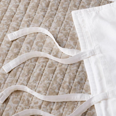 Standard Decorative Border Cotton Slub Quilt Sham Neutral Floral - Threshold™ Designed With Studio McGee: OEKO-TEX Certified, Tie Closure 4 Standard Decorative Border Cotton Slub Quilt Sham Neutral Floral - Threshold™ Designed With Studio McGee: OEKO-TEX Certified, Tie Closure - Image 4