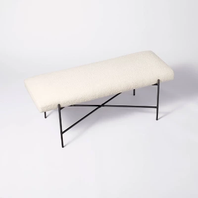 Clarkston Metal Base Upholstered Bench Cream Boucle - Threshold™ Designed With Studio McGee 3 Clarkston Metal Base Upholstered Bench Cream Boucle - Threshold™ Designed With Studio McGee - Image 3