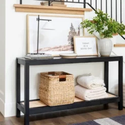 Console Table With Woven Rattan Shelf Black - Threshold™ Designed With Studio McGee -Beauty House GUEST 6e7f68b7 50c5 44c5 965d a4d52aa919cd