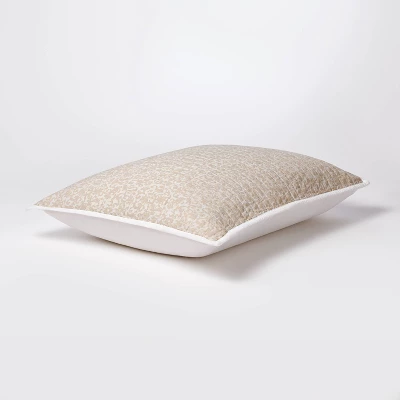 Standard Decorative Border Cotton Slub Quilt Sham Neutral Floral - Threshold™ Designed With Studio McGee: OEKO-TEX Certified, Tie Closure 2 Standard Decorative Border Cotton Slub Quilt Sham Neutral Floral - Threshold™ Designed With Studio McGee: OEKO-TEX Certified, Tie Closure - Image 2