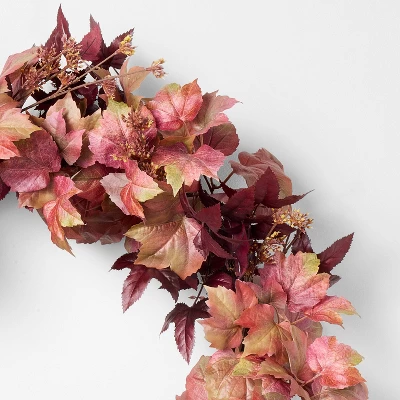 30" XL Mixed Leaf Artificial Wreath Red - Threshold™ Designed With Studio McGee 2 30" XL Mixed Leaf Artificial Wreath Red - Threshold™ Designed With Studio McGee - Image 2