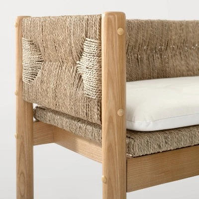 Elden Wood Bench With Woven Back And Loose Cushion Seat - Threshold™ Designed With Studio McGee 4 Elden Wood Bench With Woven Back And Loose Cushion Seat - Threshold™ Designed With Studio McGee - Image 4