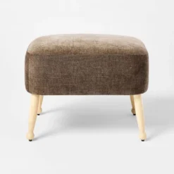 Corallina Upholstered Wooden Ottoman Natural Wood/Dark Brown - Threshold™ Designed With Studio McGee -Beauty House GUEST 84718365 7e7e 49cb b5df 6c3de4dd82f9