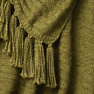 Raised Striped Chunky Knit Throw Blanket Green - Threshold™ Designed With Studio McGee: Midweight, Tasseled, Machine Washable 2 Raised Striped Chunky Knit Throw Blanket Green - Threshold™ Designed With Studio McGee: Midweight, Tasseled, Machine Washable - Image 2