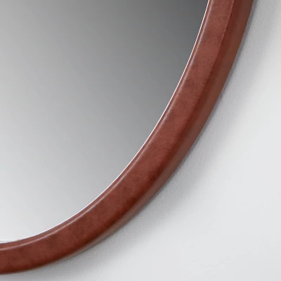 24" X 30" Oval Faux Leather Mirror With Ring - Threshold™ Designed With Studio McGee 1 24" X 30" Oval Faux Leather Mirror With Ring - Threshold™ Designed With Studio McGee
