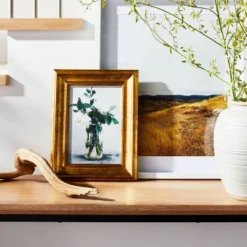 11" X 14" Floral Arrangement Framed Wall Canvas Gold/White - Threshold™ Designed With Studio McGee