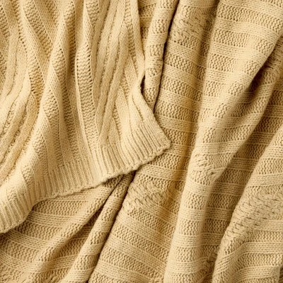 Tan Cable Rib Throw - 50 X 60" - Threshold Designed With Studio McGee 1 Tan Cable Rib Throw - 50 X 60" - Threshold Designed With Studio McGee