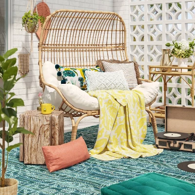 Wicker & Metal Outdoor Patio Chair, Egg Chair Natural - Threshold™ Designed With Studio McGee 7 Wicker & Metal Outdoor Patio Chair, Egg Chair Natural - Threshold™ Designed With Studio McGee - Image 7