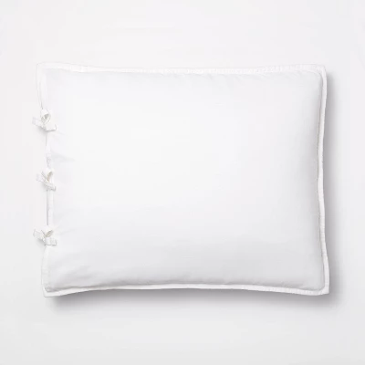 Standard Decorative Border Cotton Slub Quilt Sham Neutral Floral - Threshold™ Designed With Studio McGee: OEKO-TEX Certified, Tie Closure 3 Standard Decorative Border Cotton Slub Quilt Sham Neutral Floral - Threshold™ Designed With Studio McGee: OEKO-TEX Certified, Tie Closure - Image 3