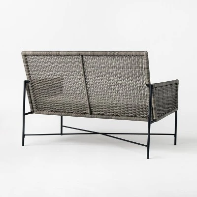 Wicker & Metal X Frame Patio Loveseat - Gray - Threshold™ Designed With Studio McGee 3 Wicker & Metal X Frame Patio Loveseat - Gray - Threshold™ Designed With Studio McGee - Image 3