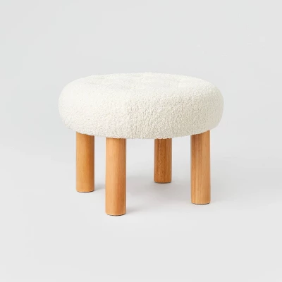 Kessler Round Tufted Faux Shearling Ottoman With Wood Legs Cream - Threshold™ Designed With Studio McGee 1 Kessler Round Tufted Faux Shearling Ottoman With Wood Legs Cream - Threshold™ Designed With Studio McGee