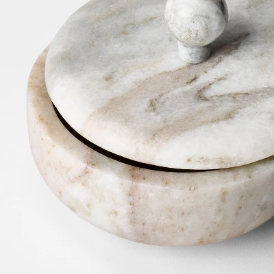 5" Round Marble Box Natural - Threshold™ Designed With Studio McGee 3 5" Round Marble Box Natural - Threshold™ Designed With Studio McGee - Image 3