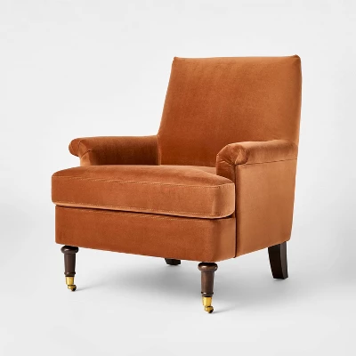 Mercer Rolled Upholstered Armchair With Casters - Threshold™ Designed With Studio McGee 2 Mercer Rolled Upholstered Armchair With Casters - Threshold™ Designed With Studio McGee - Image 2