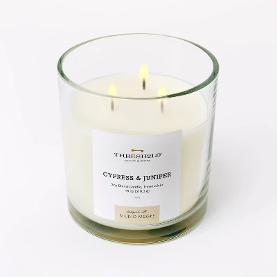 Clear Glass Cypress & Juniper Candle White - Threshold™ Designed With Studio McGee 2 Clear Glass Cypress & Juniper Candle White - Threshold™ Designed With Studio McGee - Image 2