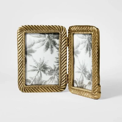 4"x6" Metal Rope Folding Picture Frame Brass - Threshold™ Designed With Studio McGee 2 4"x6" Metal Rope Folding Picture Frame Brass - Threshold™ Designed With Studio McGee - Image 2