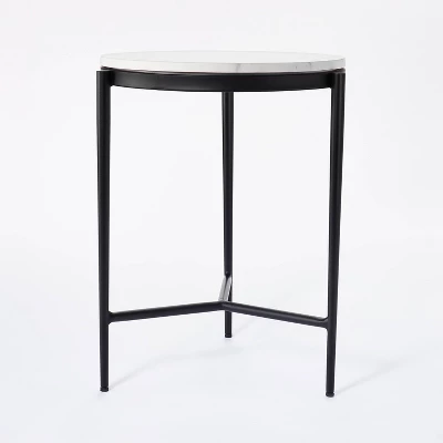 Pleasant Grove Round Marble End Table White - Threshold™ Designed With Studio McGee 2 Pleasant Grove Round Marble End Table White - Threshold™ Designed With Studio McGee - Image 2