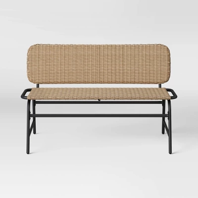 Popperton Arched Wicker Bench - Black - Threshold™ Designed With Studio McGee 2 Popperton Arched Wicker Bench - Black - Threshold™ Designed With Studio McGee - Image 2
