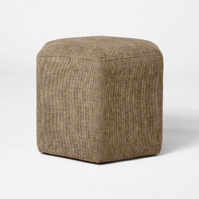 Hex Upholstered Ottoman Tan - Threshold™ Designed With Studio McGee 1 Hex Upholstered Ottoman Tan - Threshold™ Designed With Studio McGee