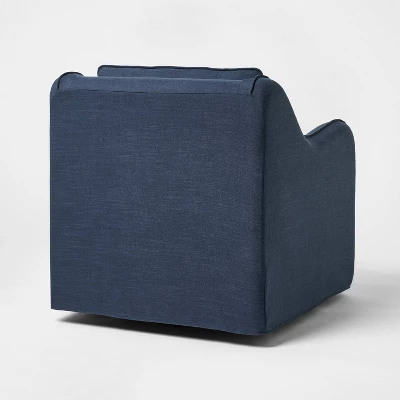 Slipcover Style Upholstered Swivel Accent Chair Blue - Threshold™ Designed With Studio McGee 3 Slipcover Style Upholstered Swivel Accent Chair Blue - Threshold™ Designed With Studio McGee - Image 3