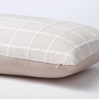 Oblong Woven Grid Decorative Throw Pillow Light Beige - Threshold™ Designed With Studio McGee: Cotton Ribbed, Indoor Rectangle Cushion 3 Oblong Woven Grid Decorative Throw Pillow Light Beige - Threshold™ Designed With Studio McGee: Cotton Ribbed, Indoor Rectangle Cushion - Image 3